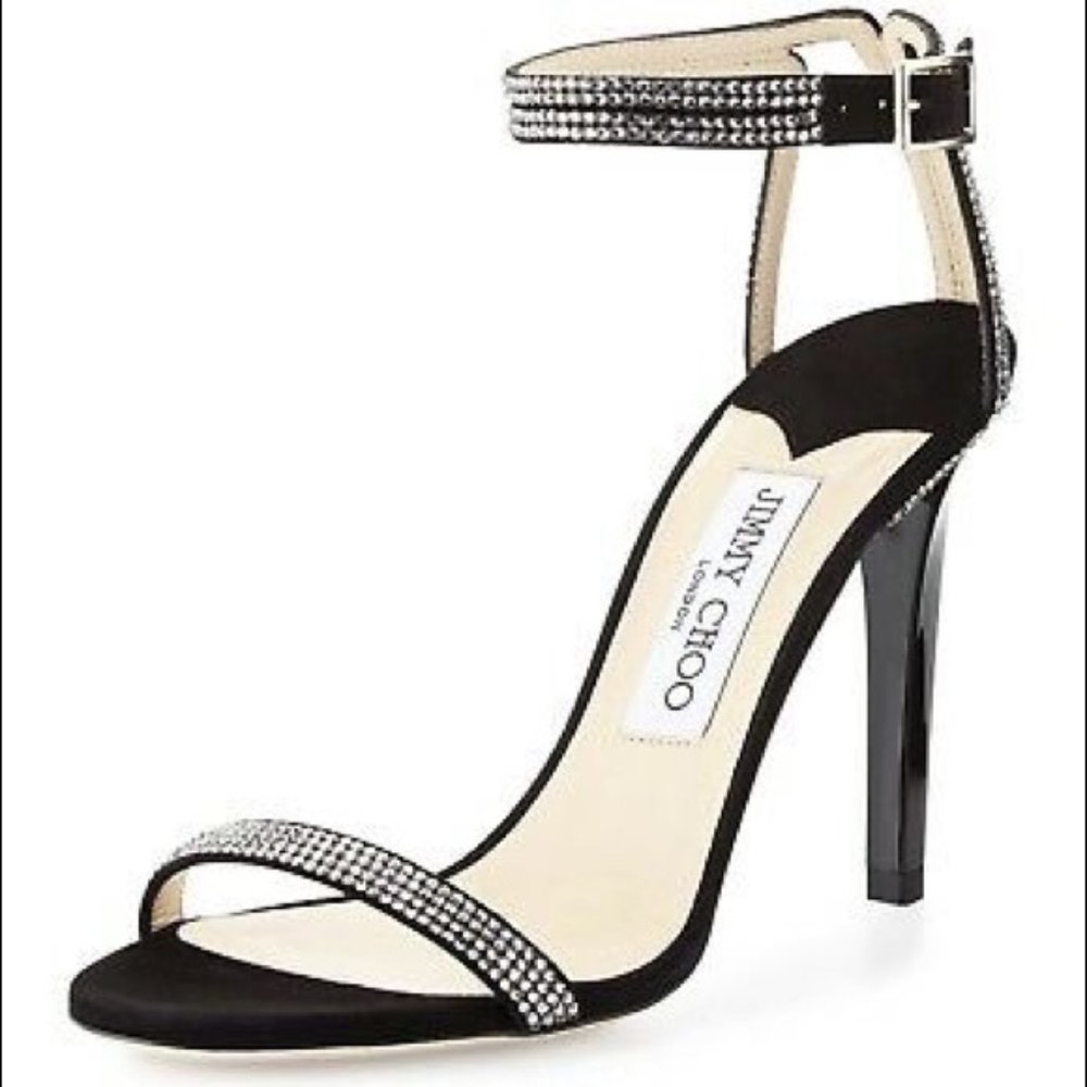 Jimmy Choo Daisy 100 Rhinestone Embellished Sandals  Size 37/7US  w/box